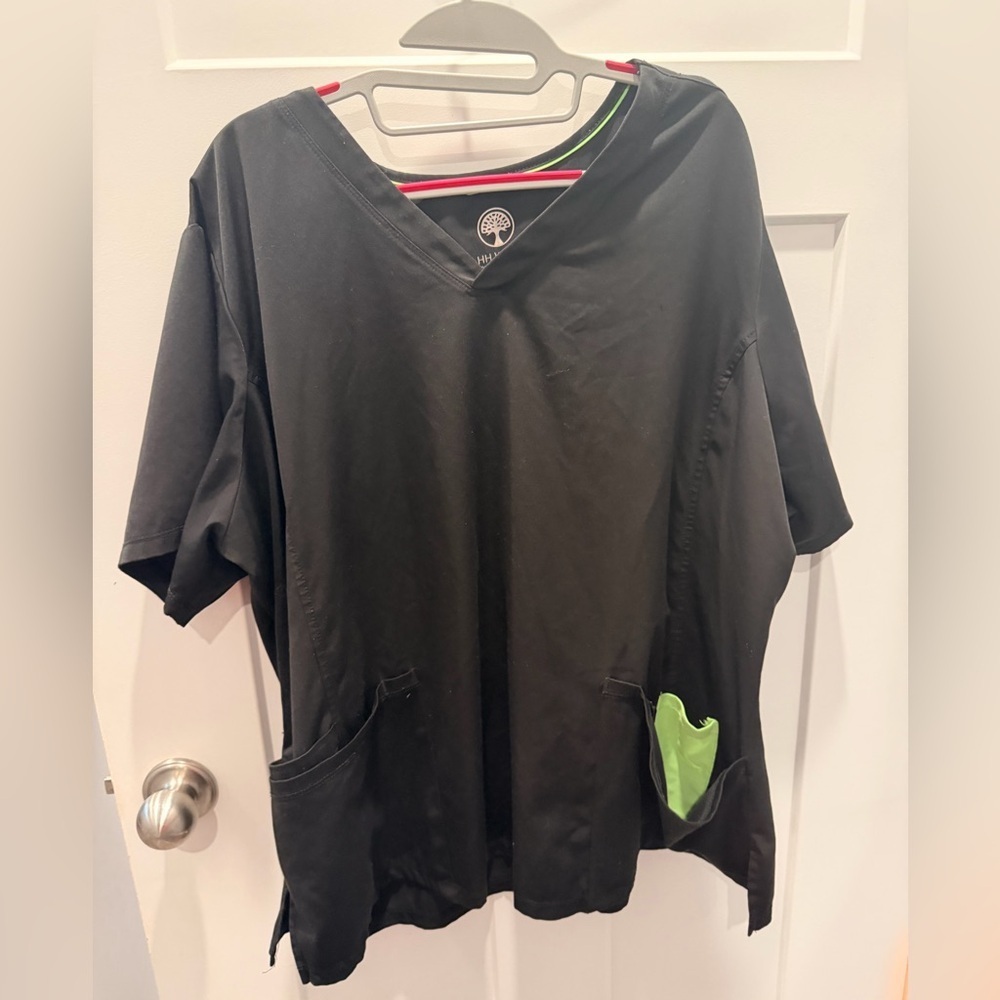 HH Works Healing Hands Black Scrub Top 3X